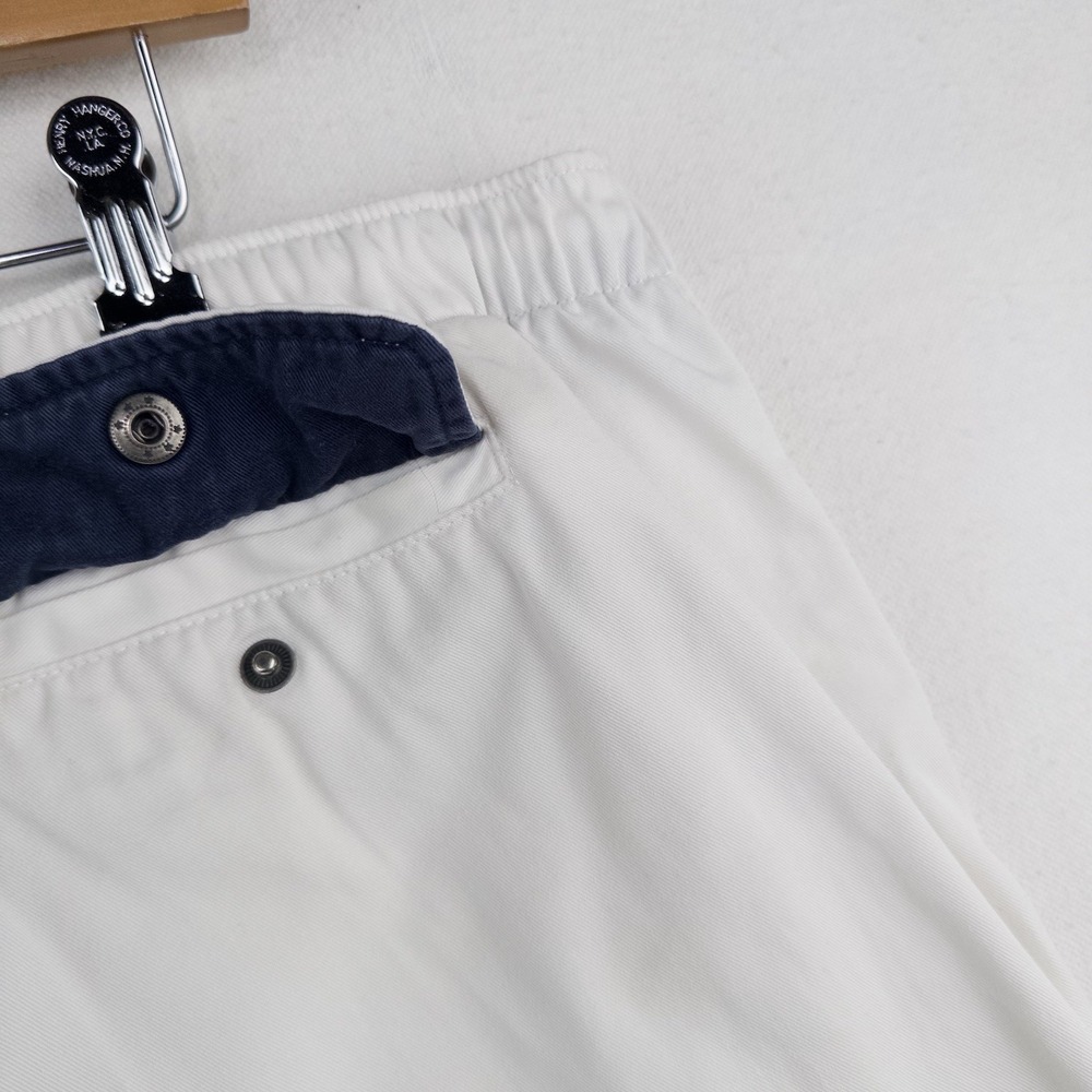 90's Vtg Polo Ralph Lauren Mens 2XL White Cotton Chino Drawstring Zip Shorts - Picture 4 of 7